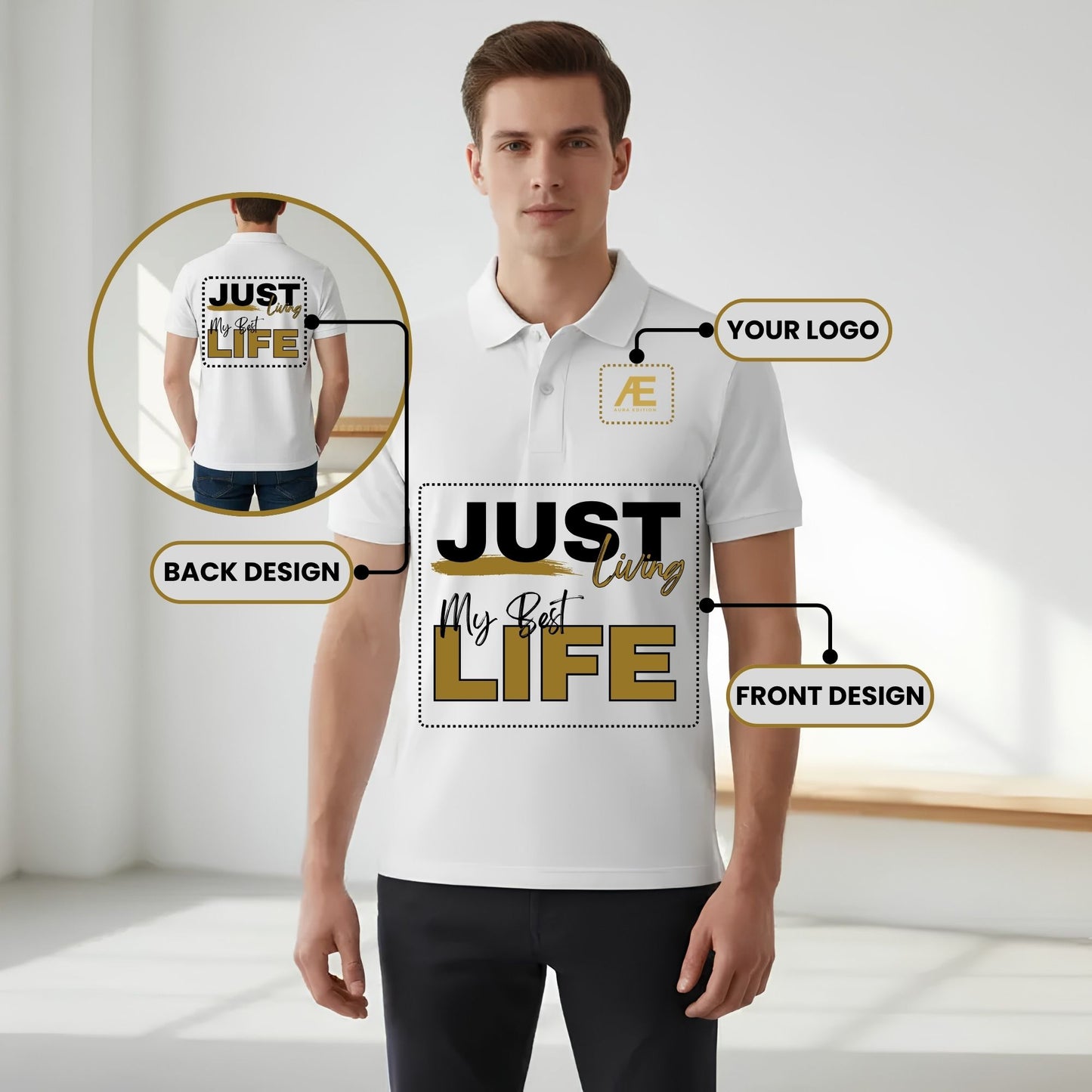 Polo Herren - Logo / Front / Back
