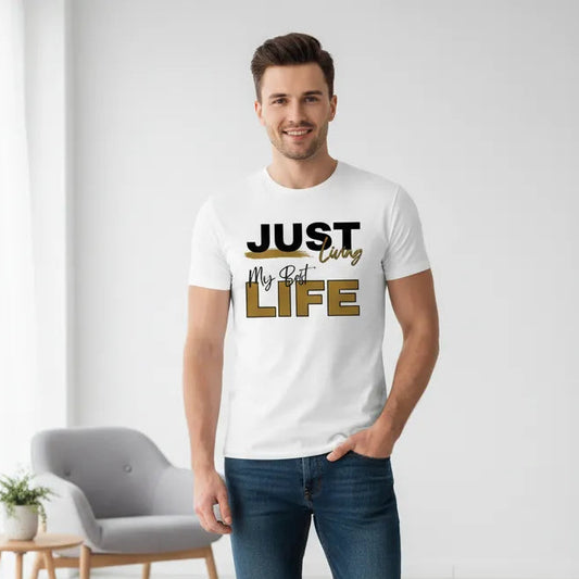 Slim Fit Vorderseite - JUST LIVING MY BEST LIFE